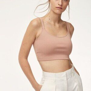 Aritzia The Group‎ Babaton Top Women's Large Ribbed Frankie Bra Crop Top Beige